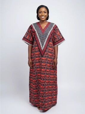 AFRICAN WAX PRINTS ANKARA BOUBOU GOWN STYLE MAXI KAFTAN